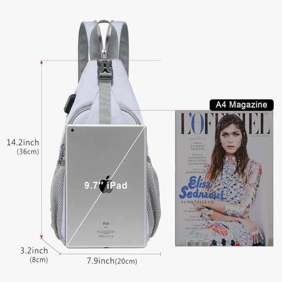 Lovevook Lilac and Gray Sling Backpack Travel Bag - Picture 10 of 11